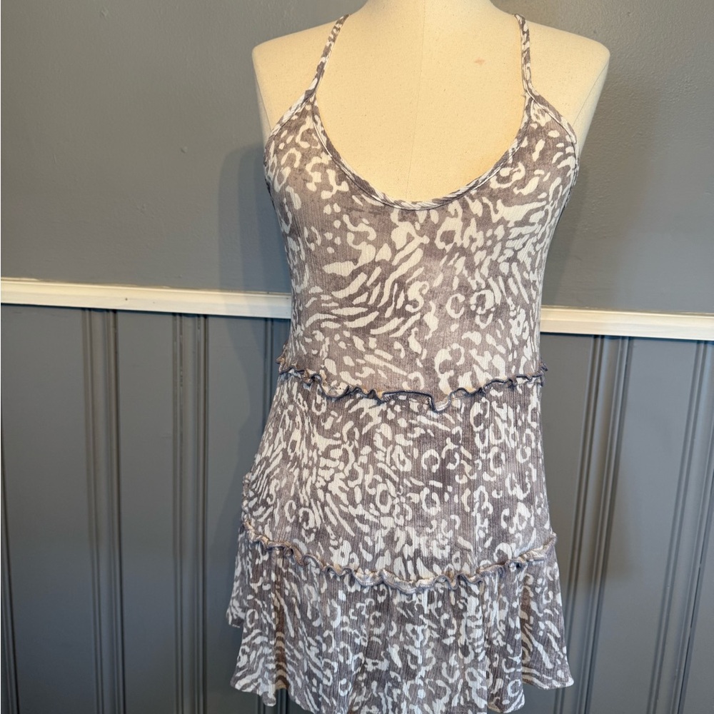 Women's Gray Patterned Spaghetti Strap Top